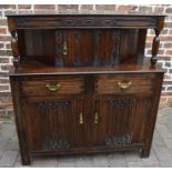 Carved oak court cupboard L 124cm Ht 134cm D 47cm