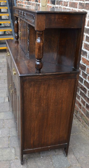 Carved oak court cupboard L 124cm Ht 134cm D 47cm - Image 2 of 2