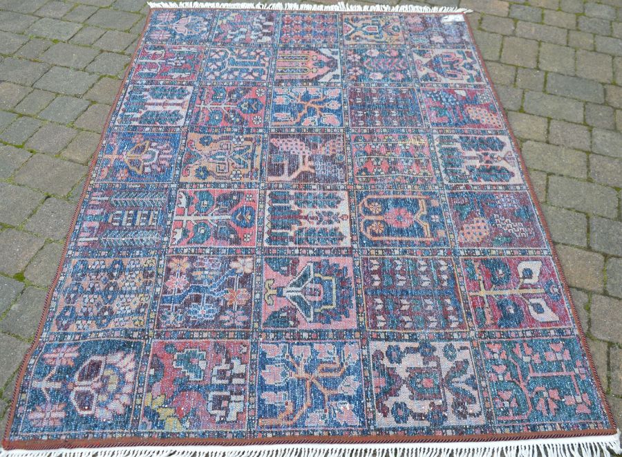 Iranian Bakhtia village rug with panelled design made with natural dyes 200cm by 150cm - Image 2 of 3