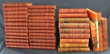 Quantity of mainly leather bound books including Dickens x 3, Our Farm Crops Vol.1 by John