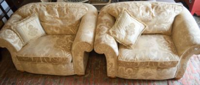 Pair of very good quality large front sprung arm chairs purchased from Lees of Grimsby. Approx.