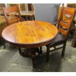 Round mahogany tri-pedestal dining table 'Ancient Mariner' and 2 chairs approx. dia. 98cm