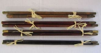 Vintage gun cleaning rods 12/16 bore varnished wood, 12/16 bore plain wood and .410 bore black