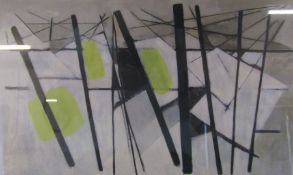 Wilhelmina Barns-Graham abstract print entitled White, Black and Yellow, approx. 54cm x 44cm (