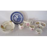 Carlton Ware hand painted tea set comprising of teapot, sugar bowl and milk jug, also Royal Crown