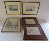 Collection of prints including J.M.W Turner 'Venice from the canal of Guidecca', K.W Cooke 'Venice -