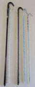 5 glass canes - clear glass plain shepherd's crook with spiralling white cane - clear glass