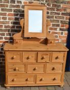 Pine dressing table, L118cm, D46cm and H78cm