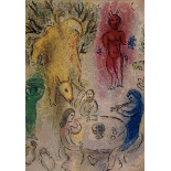 Marc Chagall modernist figural lithographic print approx. 55cm x 45cm