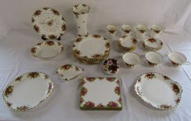 Royal Albert Old Country Roses to include vase, clock, soup bowls etc