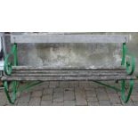 Wrought iron & wood garden bench L 167cm