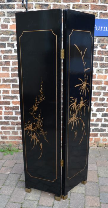 Large Oriental four panel screen with lacquer & gilt decoration , HT183cm 4 x 41cm panels - Image 2 of 3