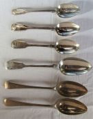 Pair of Elkington & Co silver tablespoons, Birmingham 1929 & 1 other London 1836 and 3 silver