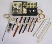 Collection of costume jewellery and watches including Rotary, Accurist, etc