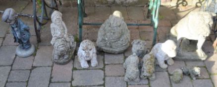 Group of concrete garden ornaments