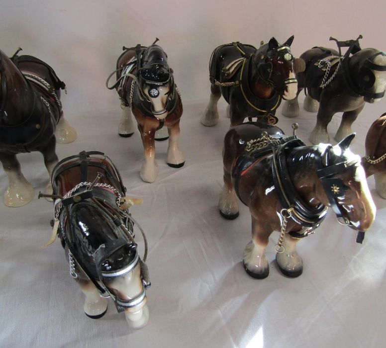 9 large ceramic working horses with harnesses - Image 3 of 4