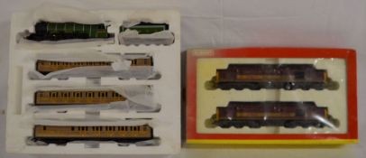 Hornby Flying Scotsman with LNER coaches and 2 Hornby EWS diesel locomotives