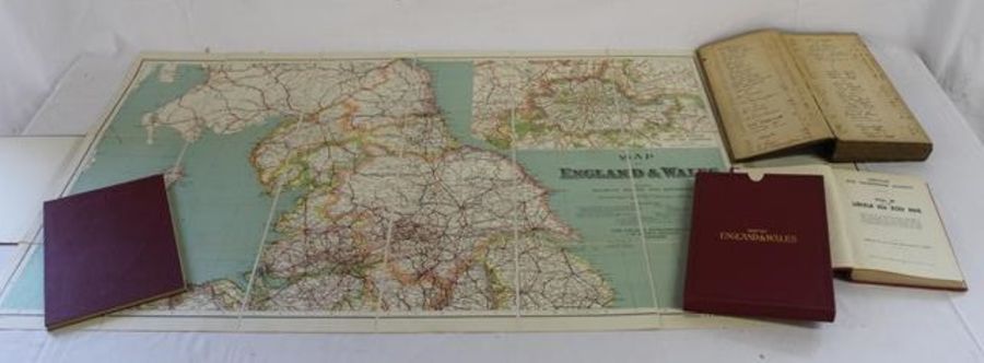 1898 ledger, Vol. 48 Lincolnshire red herd book and a set of 2 silk backed bound maps of England & - Image 3 of 6