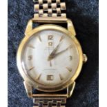18ct gold case 1950 Omega Seamaster Calendar gents wristwatch with automatic movement & 9ct gold