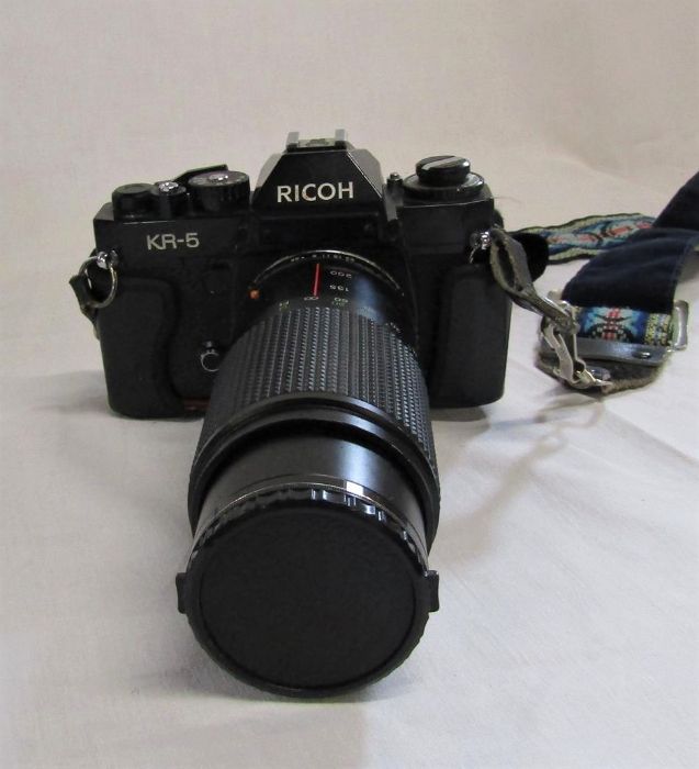 Ricoh KR-5 35mm film camera with lenses, tripod, flash etc - Image 2 of 3