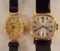 Tissot ladies gold watch - engraved with 35 years service to rear (currently working) and ladies 9ct