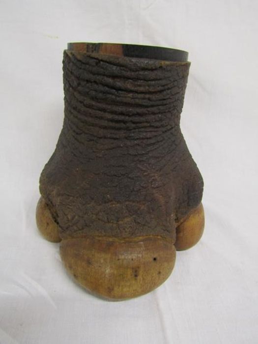 Early 20th century rhino foot with wooden pot liner - Image 2 of 3