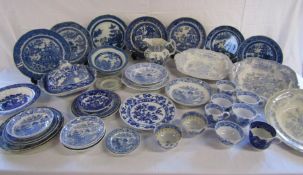 Collection of blue and white tableware including Meissen, Middleport pottery, 'Yuan' Wood & Sons jug