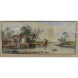 Framed watercolour "On the Yorkshire Ouse" by W H Earp 81cm x 50.5cm