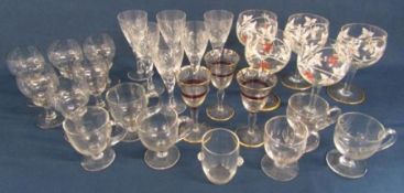 Collection of wine, sherry and port glasses