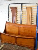 Modern king sized sleigh bed, W161cm