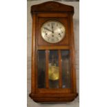 1930's oak case chiming wall clock