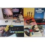 Collection of vinyl records lp's including The Shadows, Status Quo, Beegees, Buddy Holly etc