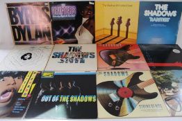 Collection of vinyl records lp's including The Shadows, Status Quo, Beegees, Buddy Holly etc