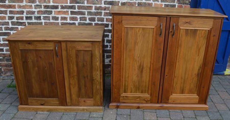 Pine cabinet and low level wardrobe, L126cm x D52cm x H118cm