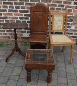 Hall chair, cane seated chair, wine table and glass coffee table