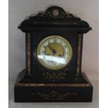 Slate and marble mantel clock approx. 33cm tall