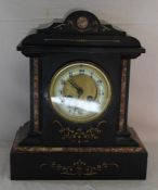 Slate and marble mantel clock approx. 33cm tall