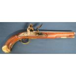 Early 19th century Harrison flintlock pistol stamped 1802. Total length 40cm barrel length 23cm