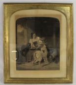 Large Victorian steel engraving The Keeper's Daughter after Richard Ansdell and William Powell