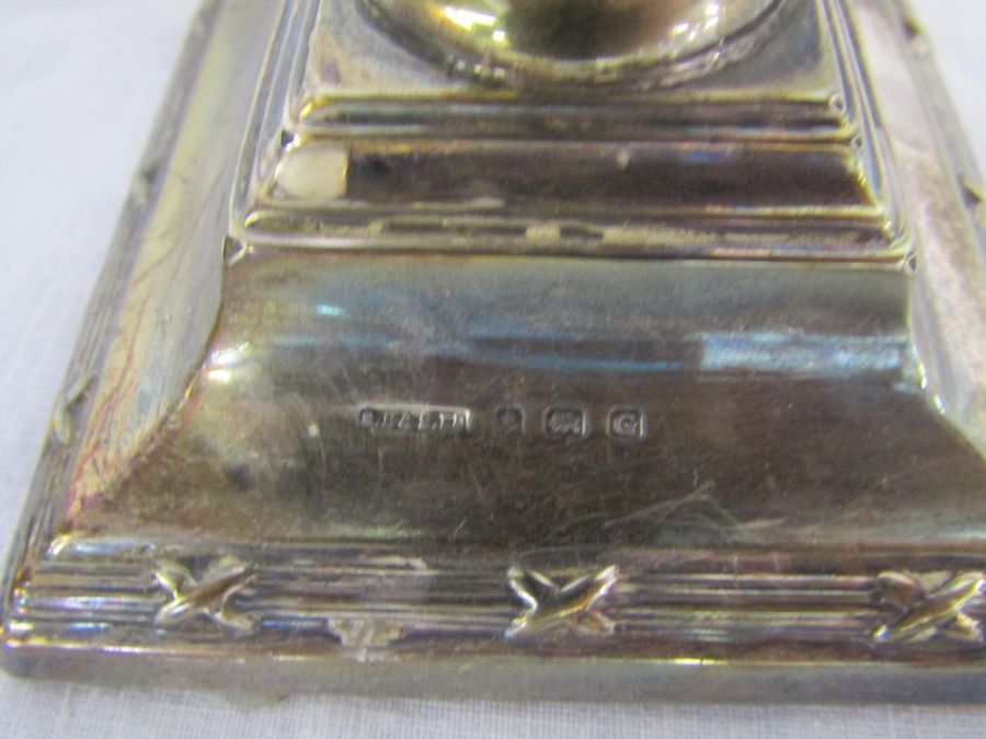 Selection of silver items to include a silver ashtray (1.86 ozt), match striker, wine holder, - Image 4 of 8