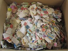 Large box of loose off-paper World stamps, approximately 4kg