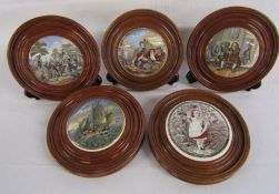 5 mounted pot lids to include - Autumn, The Village Wedding, I see You My Boy, Dr Johnson, etc