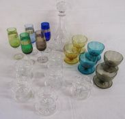 Collection of glassware to include coloured glass and Webb crystal brandy glasses