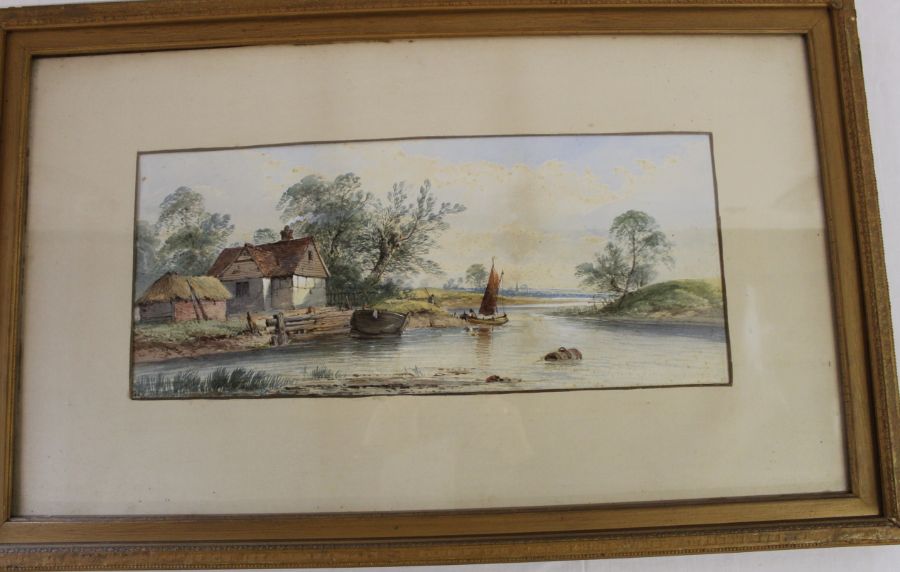 Framed watercolour "On the Yorkshire Ouse" by W H Earp 81cm x 50.5cm - Image 2 of 3