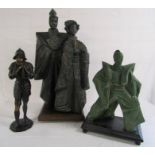 Large bronze effect figurine of a Japanese man & woman signed A. Danel, H77cm an Austin sculpture