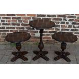 Pair of Jaycee pedestal tables and one other Jaycee pedestal table