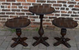 Pair of Jaycee pedestal tables and one other Jaycee pedestal table