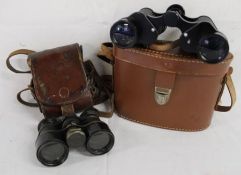 'The Lynx' Lawrence & Mayo binoculars for night marching in leather case (missing compass) and a