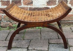 JAS Shoolbred wicker X frame stool with label to underside, 48 x 32 x 30cm