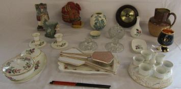 Mixed collection including ceramics- Masons, Wedgwood and Richmond, barometer, chopsticks, part